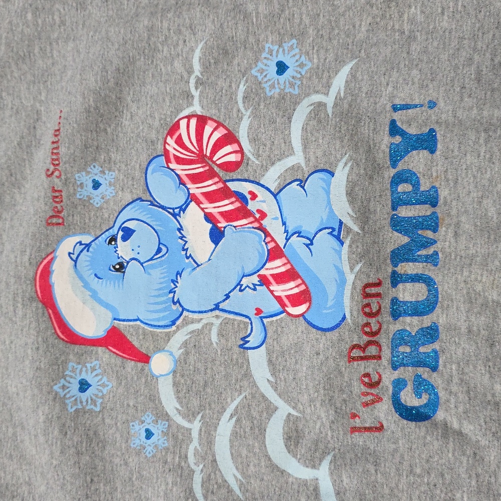Vintage Y2K 2004 Care Bears Womens Christmas Grumpy Bear Sweatshirt Gray - Picture 2 of 9